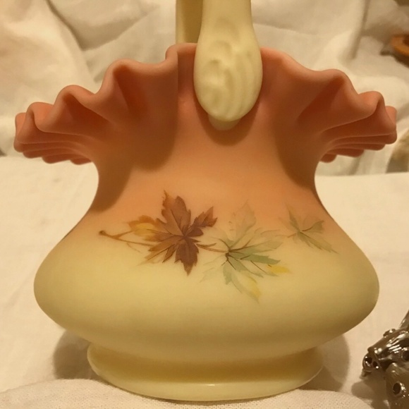 Fenton Other - 22 - Fenton Vintage RARE Burmese Vaseline Glass Basket